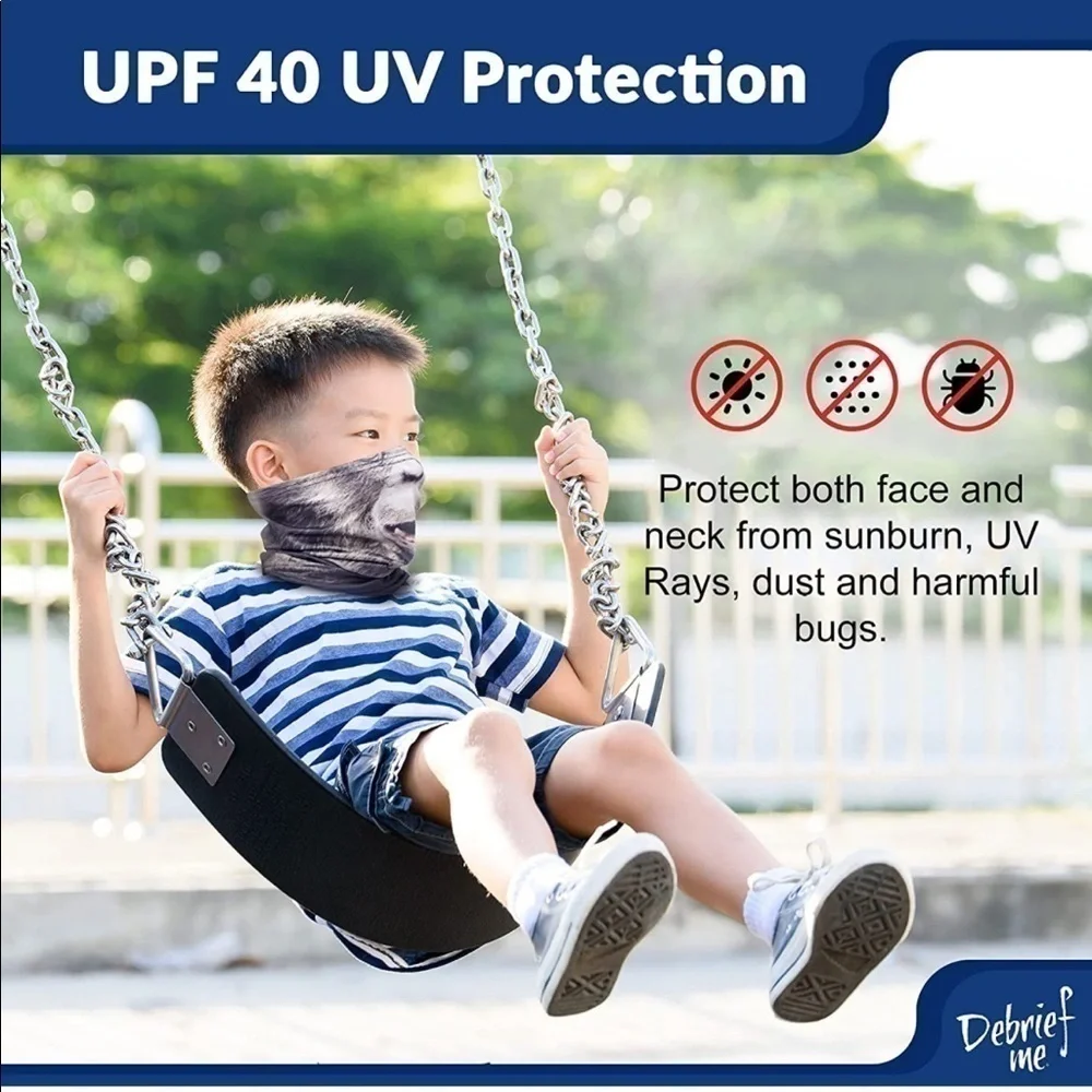 Brand New Set of 3 Kids Neck Gaiters Animal Masks Breathable Adjustable Covid